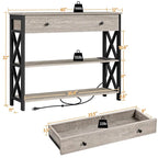 Yaheetech Vintage Wooden Console Table with Power Outlet Sofa Table with 1 Drawer and 2 Open Shelves
