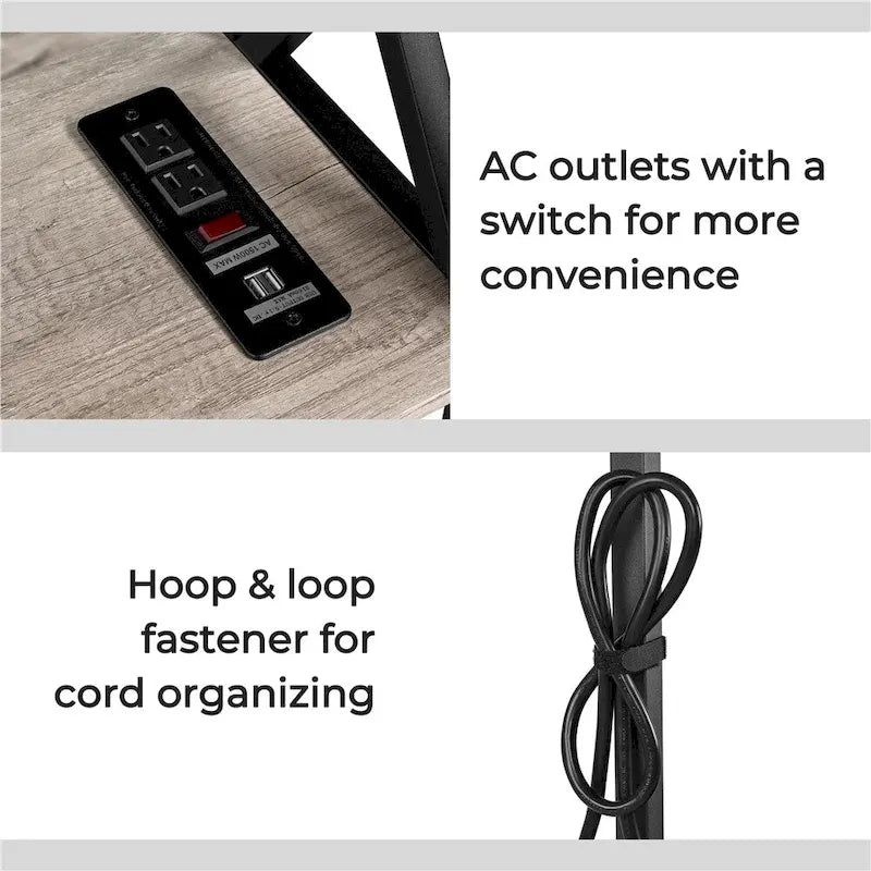 Yaheetech Vintage Wooden Console Table with Power Outlet Sofa Table with 1 Drawer and 2 Open Shelves