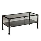 43 Black Glass And Metal Rectangular Coffee Table - 18.5 H x 42.5 W x 21 D