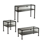 43 Black Glass And Metal Rectangular Coffee Table - 18.5 H x 42.5 W x 21 D