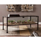 43 Black Glass And Metal Rectangular Coffee Table - 18.5 H x 42.5 W x 21 D