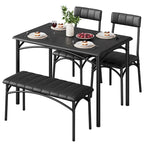 4 Piece Kitchen Table Set with 2 Upholstered Chairs, 1 Bench, 1 Dining Table