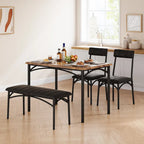 4 Piece Kitchen Table Set with 2 Upholstered Chairs, 1 Bench, 1 Dining Table