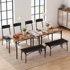 4 Piece Kitchen Table Set with 2 Upholstered Chairs, 1 Bench, 1 Dining Table