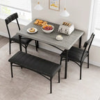 4 Piece Kitchen Table Set with 2 Upholstered Chairs, 1 Bench, 1 Dining Table