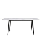 79 Mid-Century Rectangle Marble Dining Table Set for 6-8