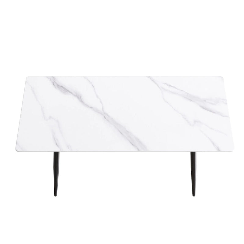 79 Mid-Century Rectangle Marble Dining Table Set for 6-8