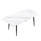 79 Mid-Century Rectangle Marble Dining Table Set for 6-8
