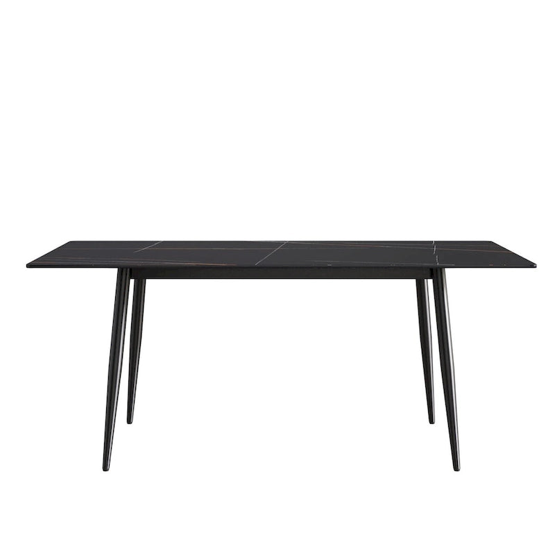 79 Mid-Century Rectangle Marble Dining Table Set for 6-8