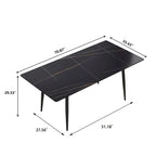 79 Mid-Century Rectangle Marble Dining Table Set for 6-8