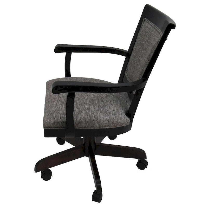 Swivel Wood Dining Caster Chair - 400 on Wheels - Custom Upholstery - 18 inch Seat