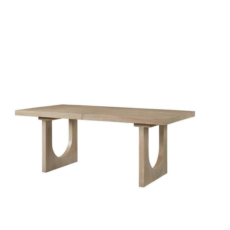 Modern Wood Rectangular Kitchen Table with Six Chairs, Dining Table and Six Seats, Light Brown