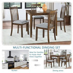 5 Piece Modern Dining Set, Square Wooden Dining Table with 4 Upholstered Chairs for Kitchen, Dining Room