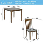 5 Piece Modern Dining Set, Square Wooden Dining Table with 4 Upholstered Chairs for Kitchen, Dining Room
