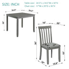 5 Piece Modern Dining Set, Square Wooden Dining Table with 4 Upholstered Chairs for Kitchen, Dining Room