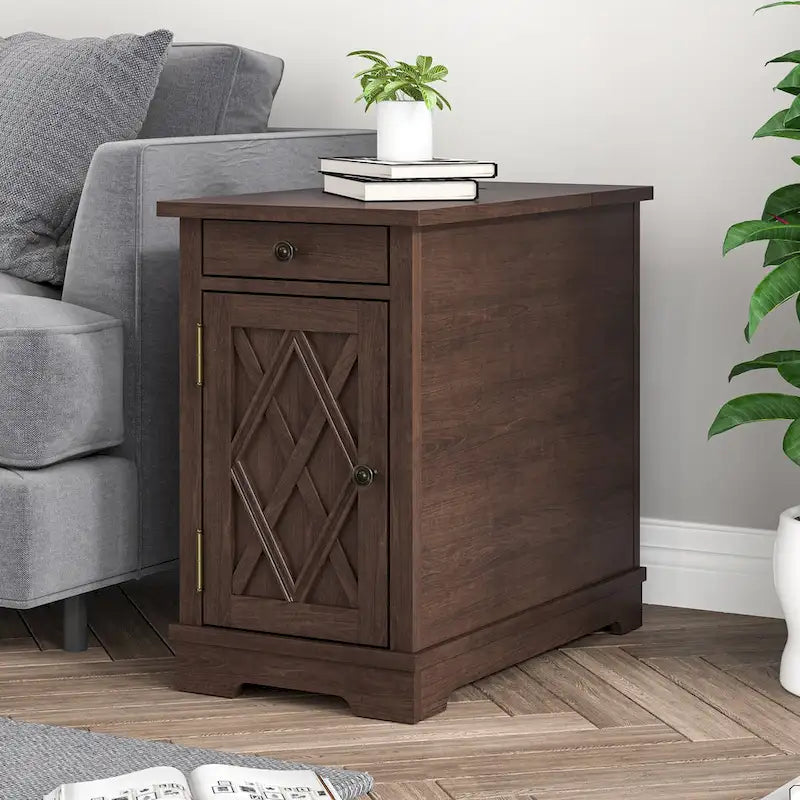 Classic Charging End Table with USB Ports and Storage - 23 in Height