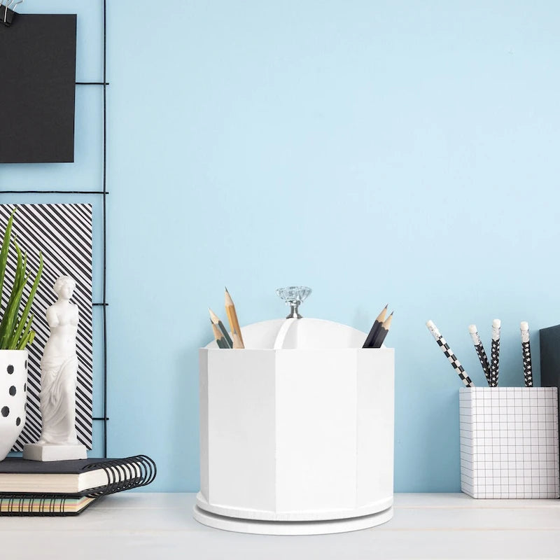 American Art Decor Swiveling Stationery Organizer - White