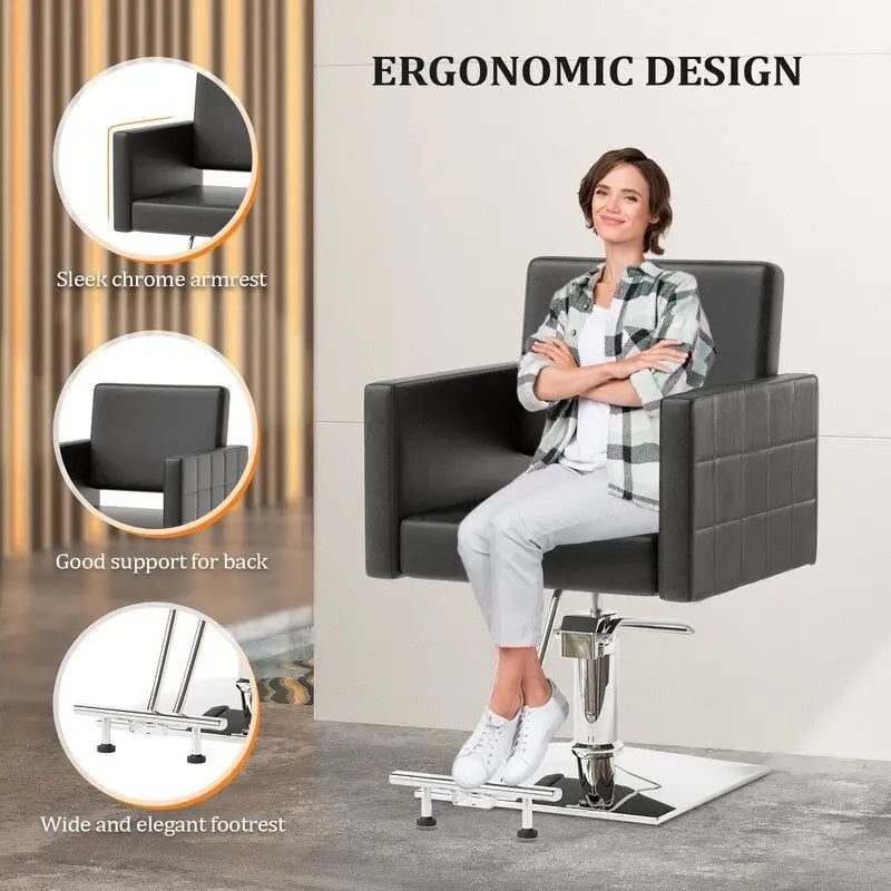 OmySalon PVC leather stainless steel foot operated for Salon Styling Chair, Hair Cutting Hairdressing Beauty Equipment - N/A