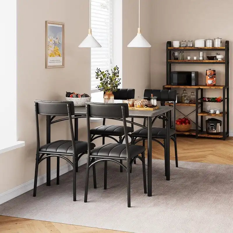Upholstered dining table and chairs