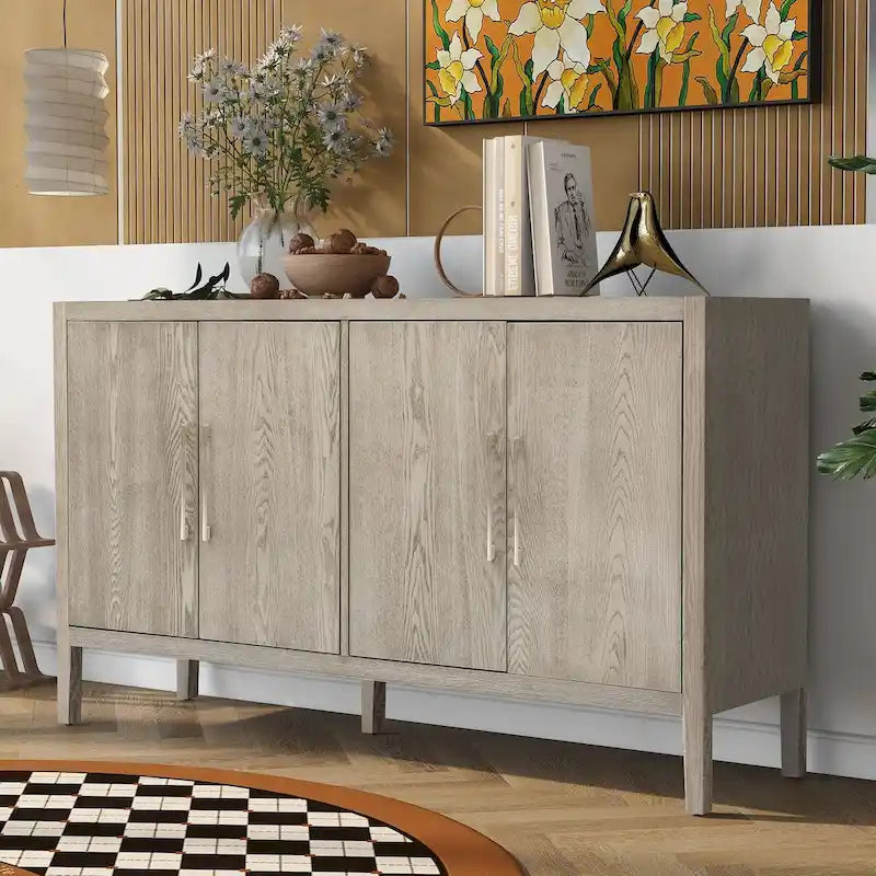 60 Modern 4-Door Sideboard with Solid Wood Legs