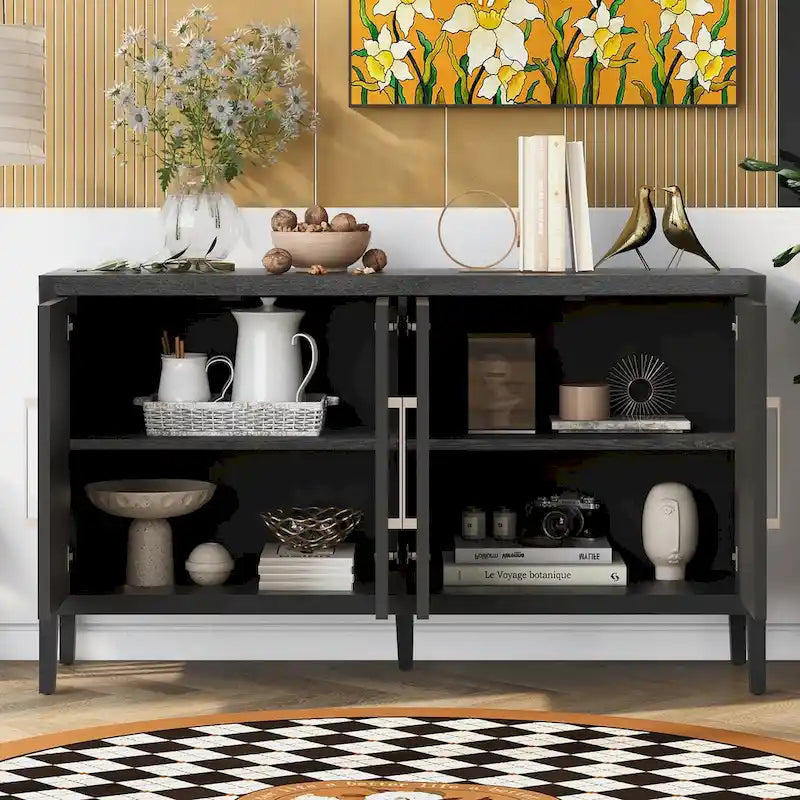 60 Modern 4-Door Sideboard with Solid Wood Legs