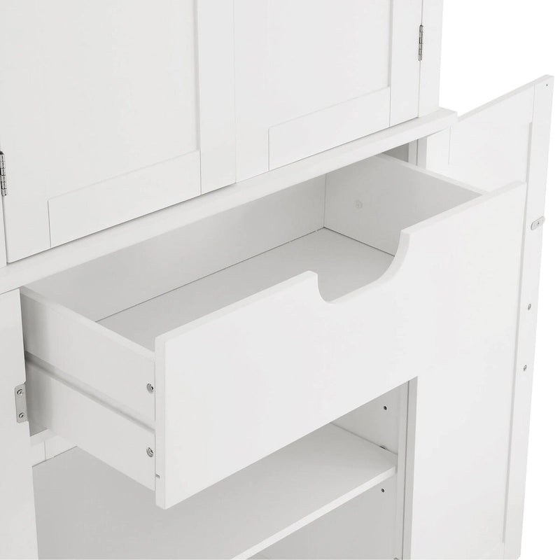 67 Tall MDF 4-door Bathroom Storage Cabinet with Adjustable Shelves - 28 X 67
