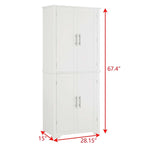 67 Tall MDF 4-door Bathroom Storage Cabinet with Adjustable Shelves - 28 X 67