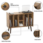 Record Player Stand with Power Outlet and USB Ports, Vinyl Record Storage Table,Vinyl Holder Display Shelf