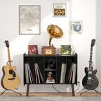 Record Player Stand with Power Outlet and USB Ports, Vinyl Record Storage Table,Vinyl Holder Display Shelf