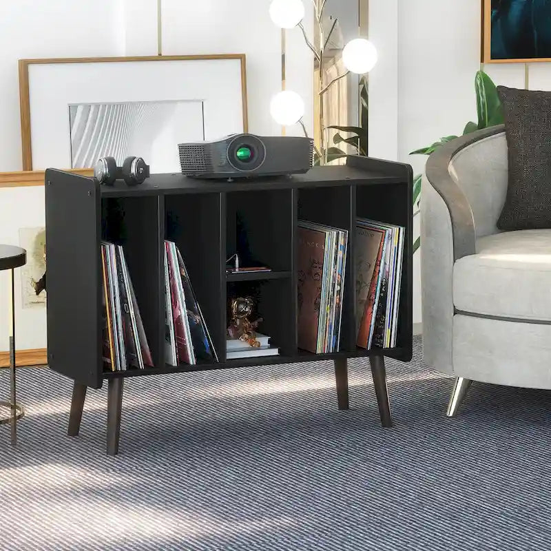 Record Player Stand with Power Outlet and USB Ports, Vinyl Record Storage Table,Vinyl Holder Display Shelf