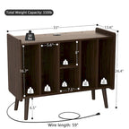 Record Player Stand with Power Outlet and USB Ports, Vinyl Record Storage Table,Vinyl Holder Display Shelf