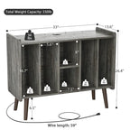 Record Player Stand with Power Outlet and USB Ports, Vinyl Record Storage Table,Vinyl Holder Display Shelf