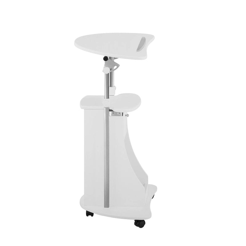 White Sit-to-Stand Adjustable Rolling Laptop Cart with Storage
