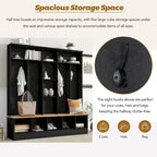 Wide Design Hall Tree with Storage Bench,Multifunctional Coat Rack with 8 Hooks for Entryways, Mudroom
