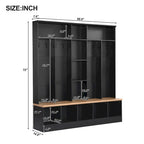 Wide Design Hall Tree with Storage Bench,Multifunctional Coat Rack with 8 Hooks for Entryways, Mudroom