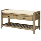 Shoe Rack with Cushioned Seat and Drawers, Multipurpose Entryway Storage Bench