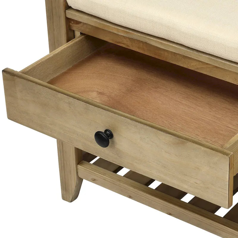 Shoe Rack with Cushioned Seat and Drawers, Multipurpose Entryway Storage Bench