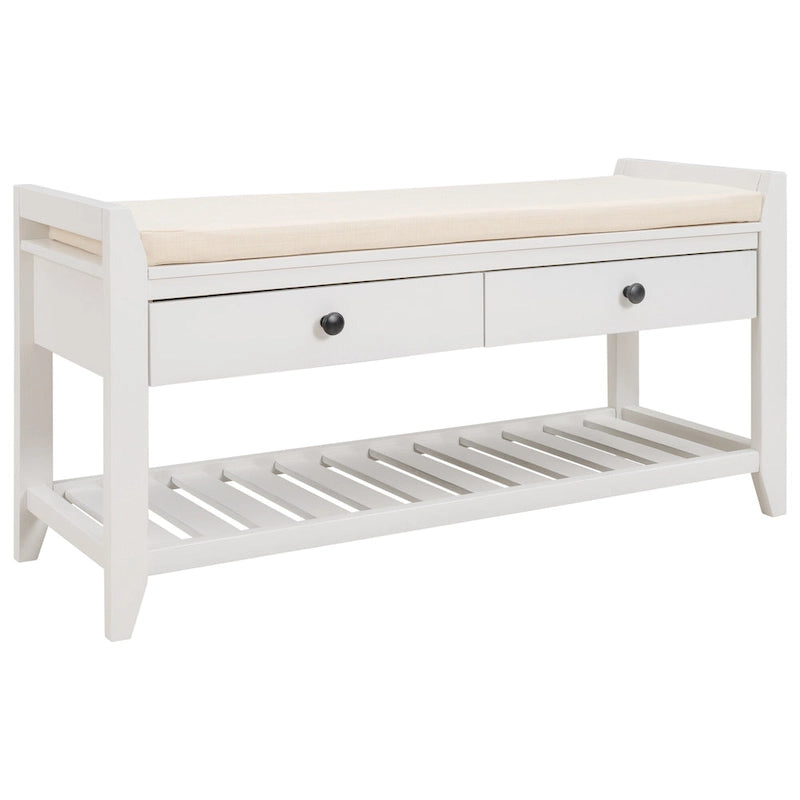 Shoe Rack with Cushioned Seat and Drawers, Multipurpose Entryway Storage Bench
