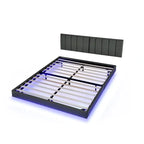 Floating Bed Frame With Led Lights And Wall Mounted Headboard