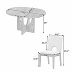 Modern 5-Piece Round Dining Set with 16.2 Removable Leaf