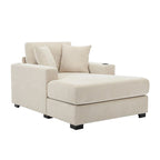 43.5 Chenille Fabric Chaise Lounger Sofa Couch with Pillows, Charge Station & Cup Holders