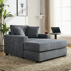 43.5 Chenille Fabric Chaise Lounger Sofa Couch with Pillows, Charge Station & Cup Holders