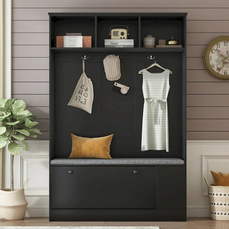 Merax 5-in-1 Entryway Hall Tree with Shoe Storage Bench