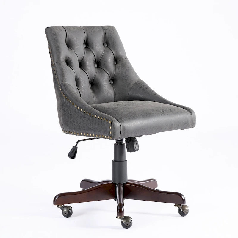 Medieval Retro Style Sheepskin Pattern Fabric Home Office Chair with Lift,Swivel and Recline Functions
