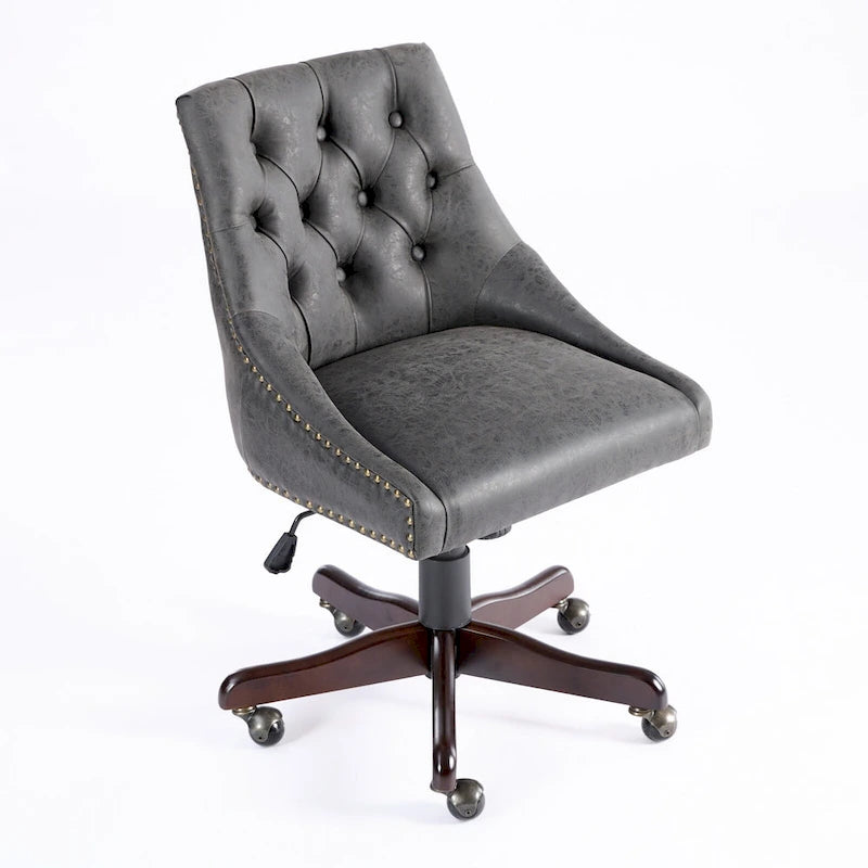 Medieval Retro Style Sheepskin Pattern Fabric Home Office Chair with Lift,Swivel and Recline Functions