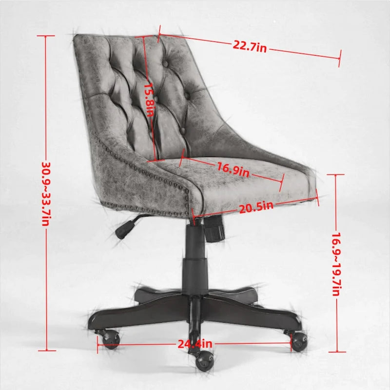Medieval Retro Style Sheepskin Pattern Fabric Home Office Chair with Lift,Swivel and Recline Functions