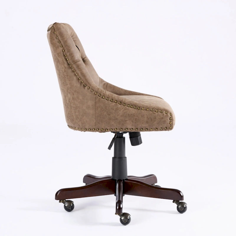 Medieval Retro Style Sheepskin Pattern Fabric Home Office Chair with Lift,Swivel and Recline Functions