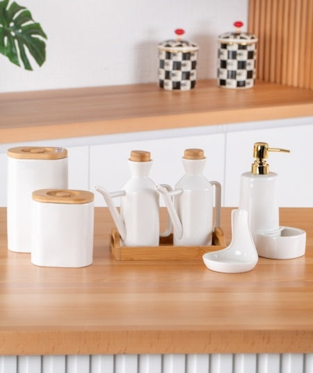 ACR Alora Kitchen Set White / Bamboo 11 Piece