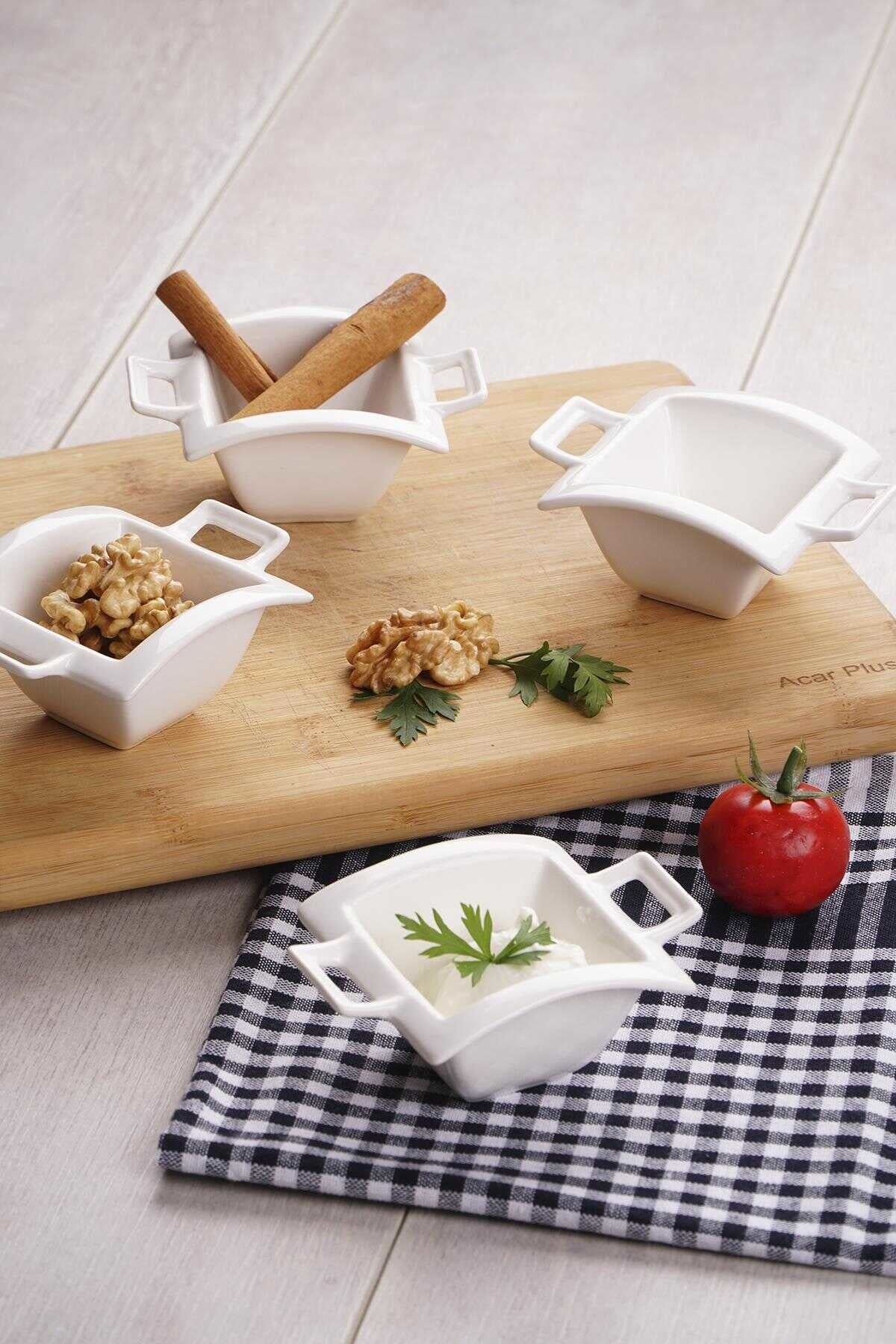 ACR Bianca Perla Square Sauce Bowl 10 X 3.5 Cm (4 Parts)