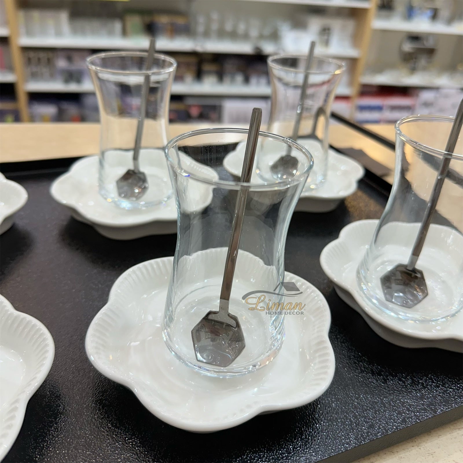 ACR Bianco Perla Tea Set 18 Piece | 6 Person Black